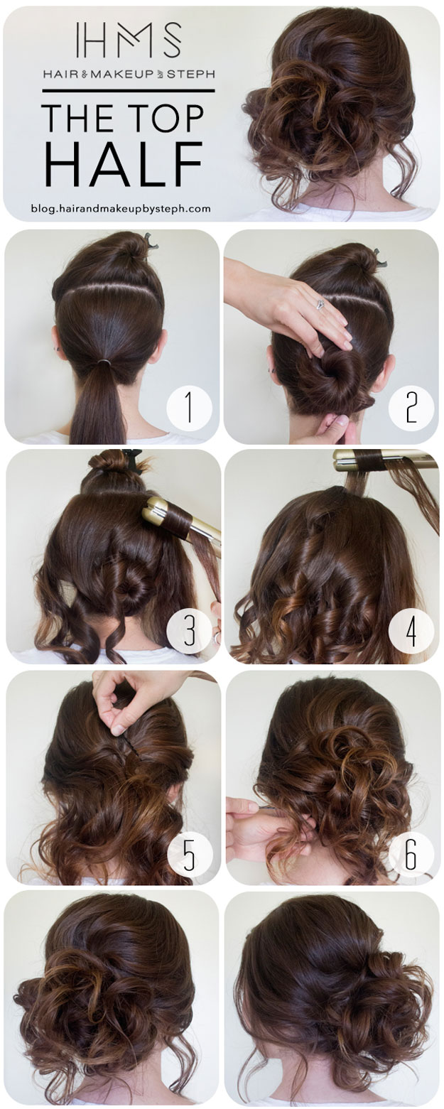 Simple Hair Styles That Are Easy To Do At Home - Creative Ways to Style Medium Length Hair - Easy Long Length Hair Styles - Top Half Hairstyle With Instructions