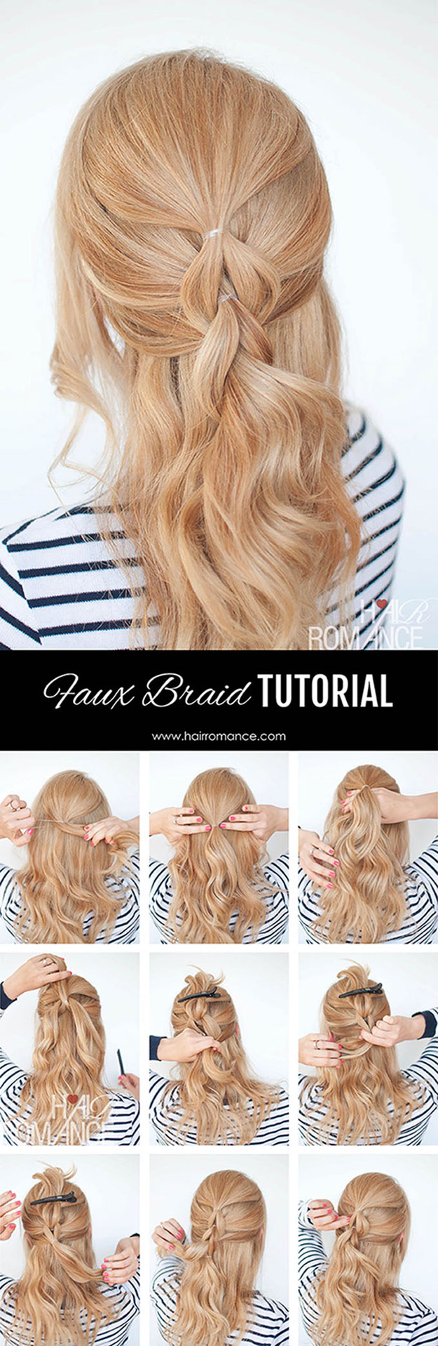 Quick Hair Styles That Are Easy - Hair Tutorials With Step by Step Instructions - Faux Braid Tutorial - Cool Hairstyles for Teens and Adults - Faux Braids