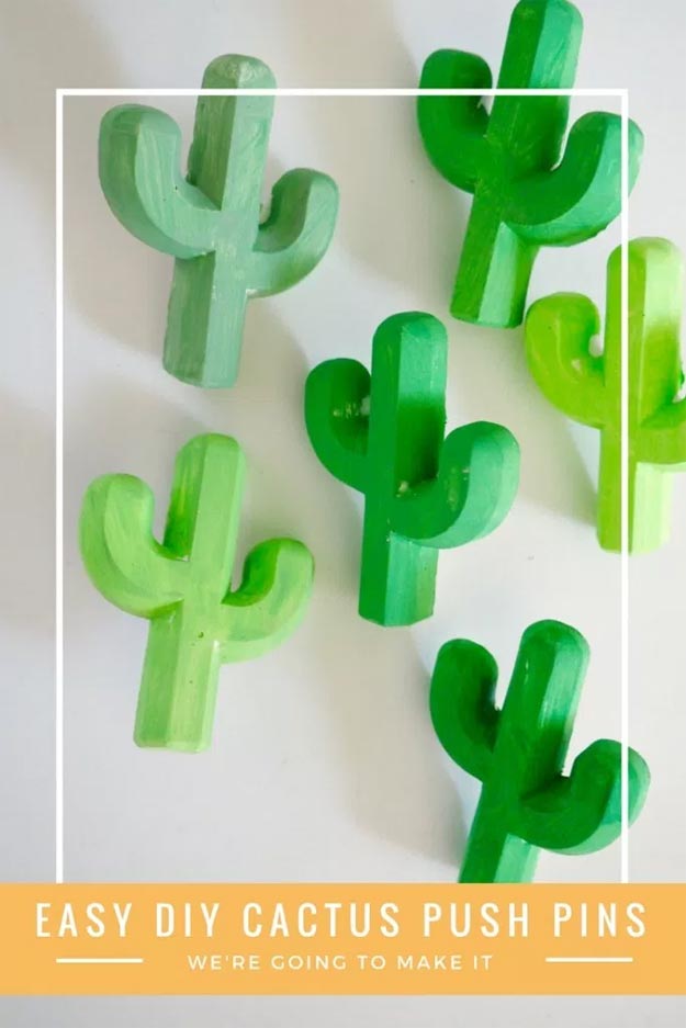 Easy Cactus Craft - DIY Cactus Push Pins - Homemade Cactus Party Idea - Cactus Craft for Room - Crafts to do With Kids - Cute and Easy Crafts - Quick Crafts to Make at Home #diycrafts #makeandsell #cactusdecor