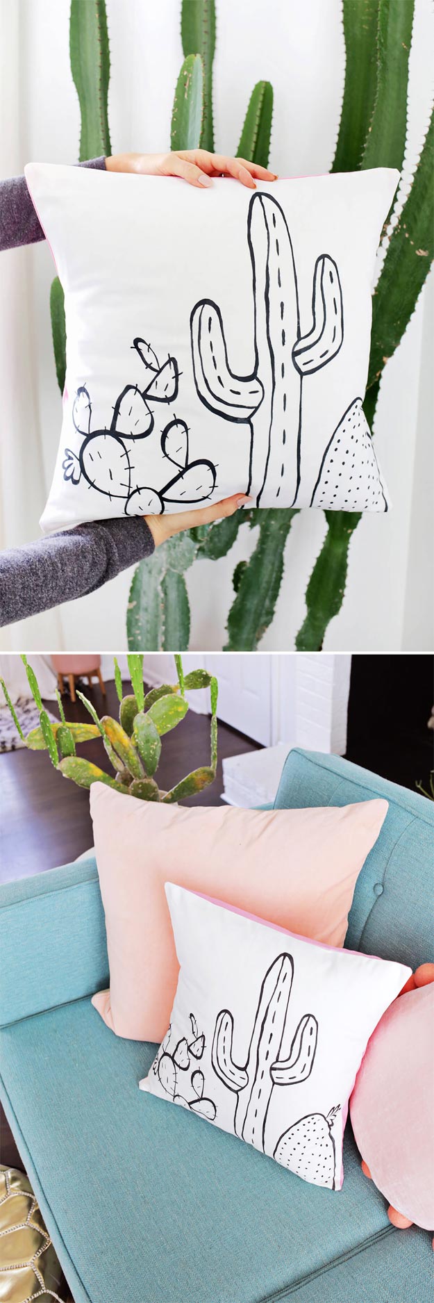 Easy Cactus Craft - DIY Cactus Outline Pillow - Homemade Cactus Party Idea - Cactus Craft for Room - Crafts to do With Kids - Cute and Easy Crafts - Quick Crafts to Make at Home #diycrafts #makeandsell #cactusdecor