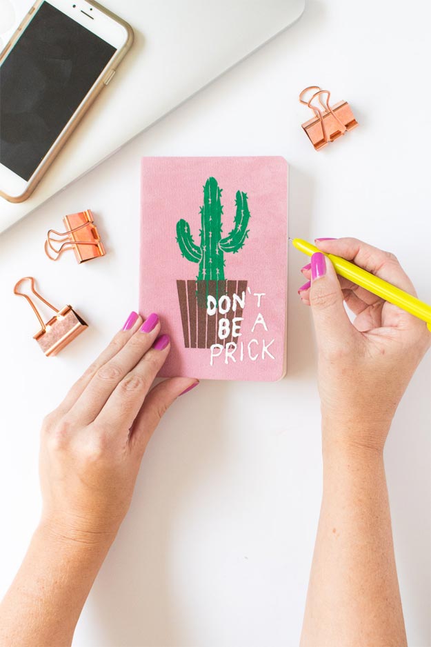Easy Cactus Craft - DIY Cactus Notebook - Homemade Cactus Party Idea - Cactus Craft for Room - Crafts to do With Kids - Cute and Easy Crafts - Quick Crafts to Make at Home #diycrafts #makeandsell #cactusdecor