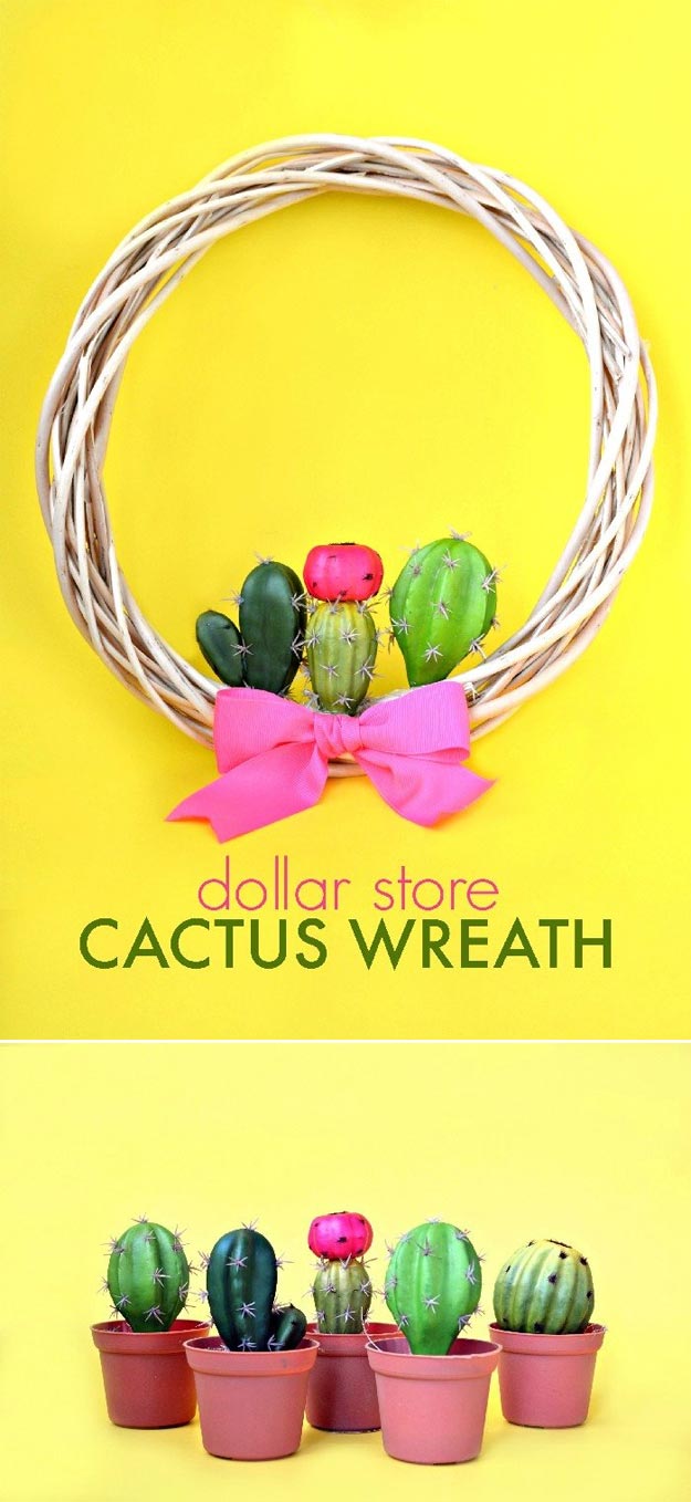 Easy Cactus Craft - Dollar Store Cactus Wreath - Homemade Cactus Party Idea - Cactus Craft for Room - Crafts to do With Kids - Cute and Easy Crafts - Quick Crafts to Make at Home #diycrafts #makeandsell #cactusdecor
