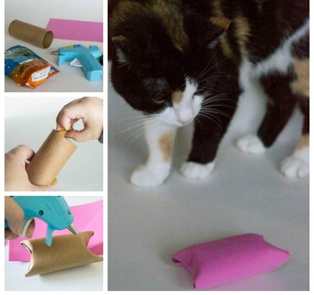 DIY Ideas for Your Cat - How to make a DIY Cat Toy - Cool and Easy Homemade Stuff To Make For Cats and Kittens - Cardboard Furniture, DIY Cat Scratching Post and Lounging Tree - #teencrafts #pets #diyideas