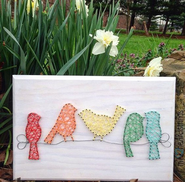 How to Make String Art Patterns, Letters - DIY Bird String Art - String Art for Beginners, Kids, Adults, Teens - String Art Ideas, Materials - Cool Wall Art Ideas and Creative Room Decor - Inexpensive DIY Gifts and Craft Projects - Crafty Idea for Teens and Teenagers to Make For Bedroom - Step by Step Craft Tutorials