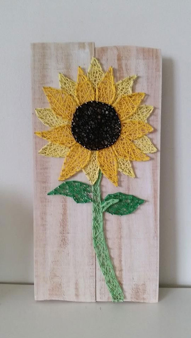 How to Make String Art Patterns, Letters - DIY Sunflower String Art - String Art for Beginners, Kids, Adults, Teens - String Art Ideas, Materials - Cool Wall Art Ideas and Creative Room Decor - Inexpensive DIY Gifts and Craft Projects - Crafty Idea for Teens and Teenagers to Make For Bedroom - Step by Step Craft Tutorials