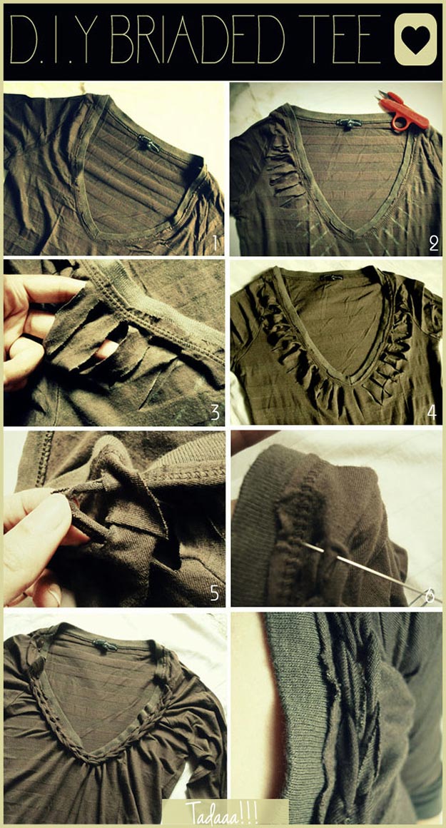 Uses for Old Tshirts, Tees - How to Make A Braided Tshirt - Tshirt Crafts - How to Recycle Old Tshirts into New Clothes - Cheap and Easy Crafts to Make at Home - Cute, Easy, Cheap Craft Ideas for Kids, Teens, Adults - Handmade Craft Ideas Step by Step - Crafts to Do with Nothing #teencrafts #cheapcrafts