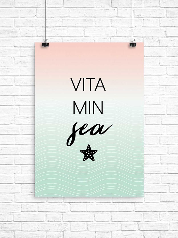 Cool Wall Art Ideas for Teens - Vitamin Sea Printable Wall Art - Free Printable Wall Art - Cheap and Easy DIY Canvas Projects, Paintings and Arts and Crafts for Bedroom Walls - Inexpensive, Quick Project Tutorials for String Art, Crayon, Yarn, Paint Chip, Boho, Simple and Modern Decor for Teens, Teenagers and Tweens - Colorful and Creative Paint, Glue and Mod Podge Craft Idea #teencrafts #diyideas #roomdecor