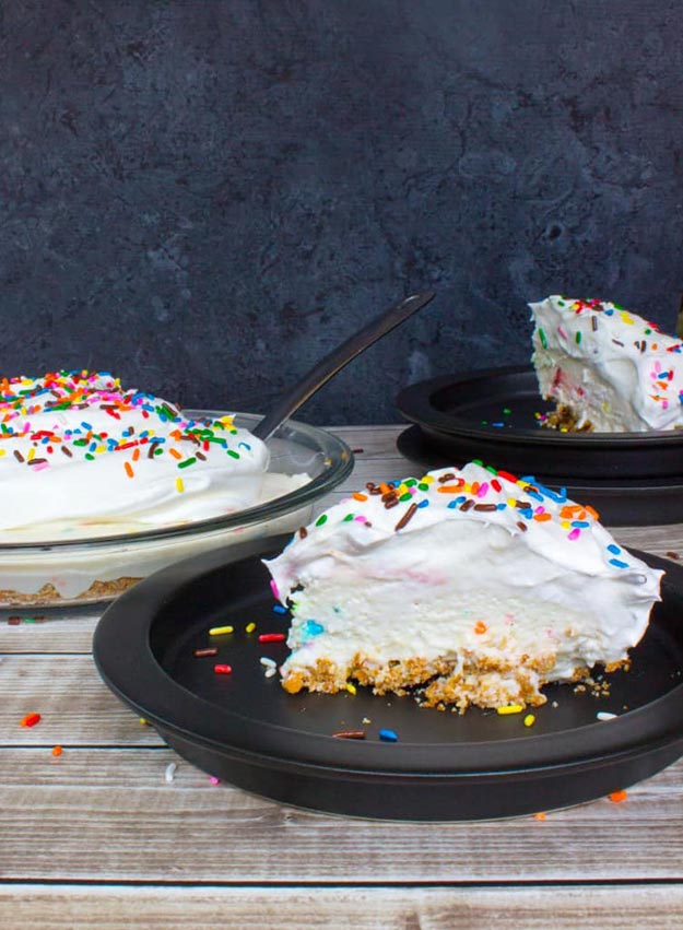 Cool and Easy Dessert Recipes For Teens to Make at Home - Skinny Funfetti Frozen Pie Recipe - Fun Desserts to Make With Chocolate, Fruit, Whipped Cream, Low Sugar, and Banana - Cake, Cookies, Pie, Ice Cream Shakes and Pops Made With Healthy Ingredients and Food You Love - Quick Recipe Ideas for No Bake and 5 Minute Dessert At Home #teencrafts #easyrecipes #dessertideas