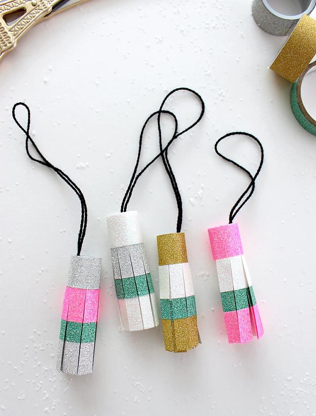 Washi Tape Crafts - DIY Glitter Washi Tape Tassels Tutorial - How to Make Washi Tape Tassels - Simple, Easy DIY Ideas To Make With Washi Tape - Organizers, Cute Gifts, Cheap Wall Art, Fun and Quick Things To Make For Friends - Cute Ideas for Teens, Adults, Kids and Tweens to Make at Home #teencrafts #diyideas #washitapecrafts