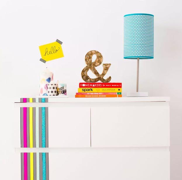 Washi Tape Crafts - DIY Washi Tape Furniture Makeover Tutorial - Fun Furniture Makeovers - Simple, Easy DIY Ideas To Make With Washi Tape - Organizers, Cute Gifts, Cheap Wall Art, Fun and Quick Things To Make For Friends - Cute Ideas for Teens, Adults, Kids and Tweens to Make at Home #teencrafts #diyideas #washitapecrafts