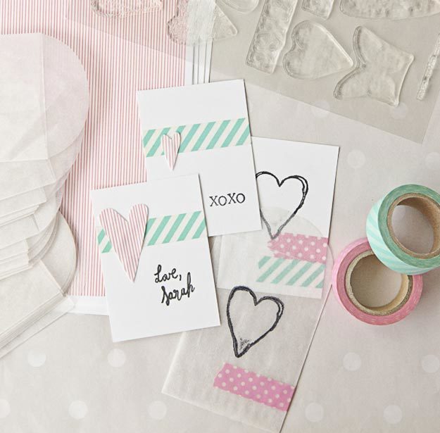 Washi Tape Crafts - DIY Washi Tape Card Tutorial - How to Make a Card With Washi Tape - Simple, Easy DIY Ideas To Make With Washi Tape - Organizers, Cute Gifts, Cheap Wall Art, Fun and Quick Things To Make For Friends - Cute Ideas for Teens, Adults, Kids and Tweens to Make at Home #teencrafts #diyideas #washitapecrafts