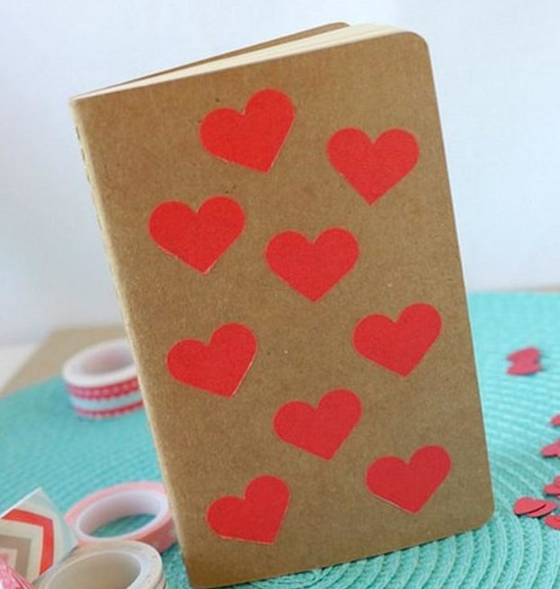 Washi Tape Crafts - DIY Washi Tape Heart Notebook Tutorial - Simple, Easy DIY Ideas To Make With Washi Tape - Organizers, Cute Gifts, Cheap Wall Art, Fun and Quick Things To Make For Friends - Cute Ideas for Teens, Adults, Kids and Tweens to Make at Home #teencrafts #diyideas #washitapecrafts