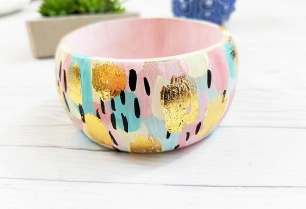 DIY Jewelry Ideas - DIY Abstract Painted Wood Bangle Bracelet Tutorial - How to Make Bangle Bracelets - How to Make Your Own Jewelry - Jewelry Making Ideas for Beginners - Handmade Craft Ideas to Sell with Step by Step Instructions  - Easy Teen Crafts #teencrafts #diyideas #diyjewelry