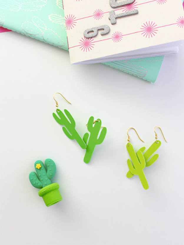 Cheap Crafts - DIY Paper Cactus Earring Tutorial - How to Make Cactus Earrings - DIY Earring Ideas - Inexpensive Craft Project Ideas for Teenagers, Teens and Adults - Easy DIY Ideas To Make On A Budget - Cool Dollar Store Crafts and Things You Can Make For Free - Homemade Wall Art and Room Decor, Gifts and Presents, Tutorials and Step by Step Instructions #teencrafts #cheapcrafts #diyideas