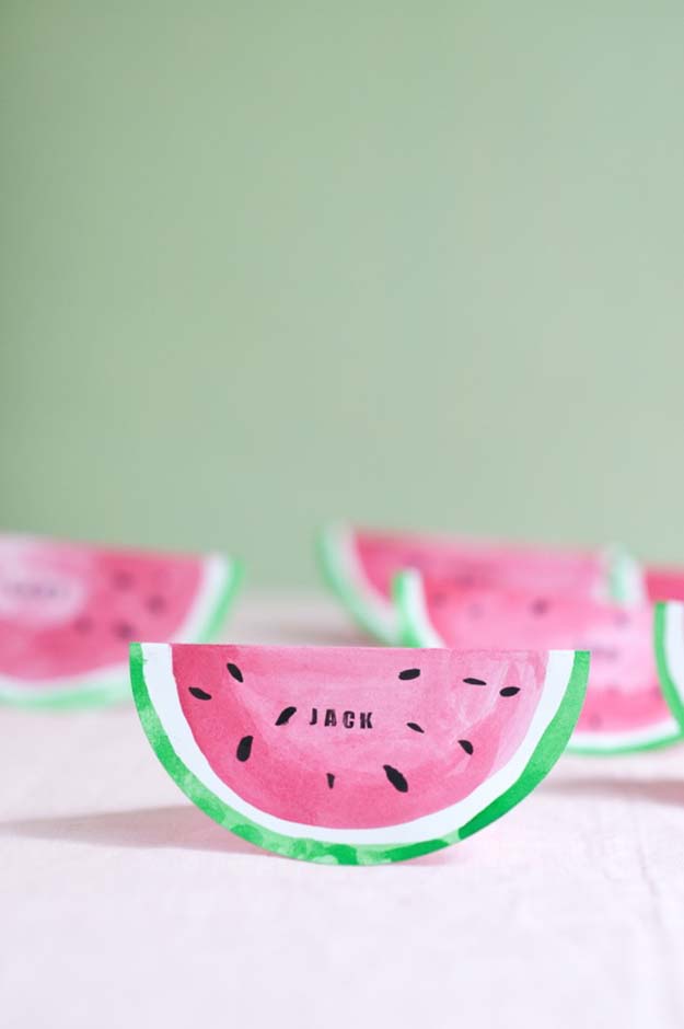 Cheap Crafts - DIY Watermelon Place Cards Tutorial - Fun DIY Place Cards - How to Make Place Cards - Inexpensive Craft Project Ideas for Teenagers, Teens and Adults - Easy DIY Ideas To Make On A Budget - Cool Dollar Store Crafts and Things You Can Make For Free - Homemade Wall Art and Room Decor, Gifts and Presents, Tutorials and Step by Step Instructions #teencrafts #cheapcrafts #diyideas