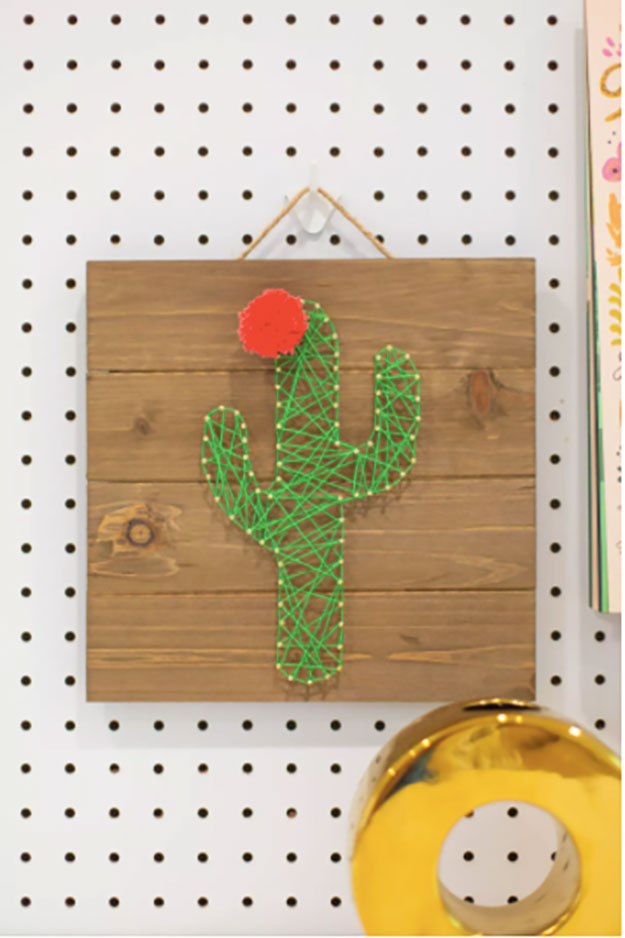 DIY String Art Ideas - Cactus String Art Tutorial - Easy Crafts To Make With String Art - Cool Wall Art Ideas and Creative Room Decor - Cheap DIY Gifts and Craft Projects - Crafty Idea for Teens and Teenagers to Make For Bedroom - Step by Step Tutorials and Instructions 