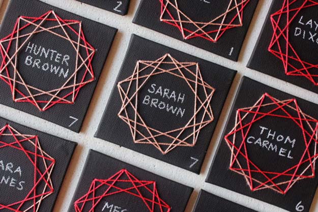 DIY String Art Ideas - How to Make Escort Cards - Easy Crafts To Make With String Art - Cool Wall Art Ideas and Creative Room Decor - Cheap DIY Gifts and Craft Projects - Crafty Idea for Teens and Teenagers to Make For Bedroom - Step by Step Tutorials and Instructions 