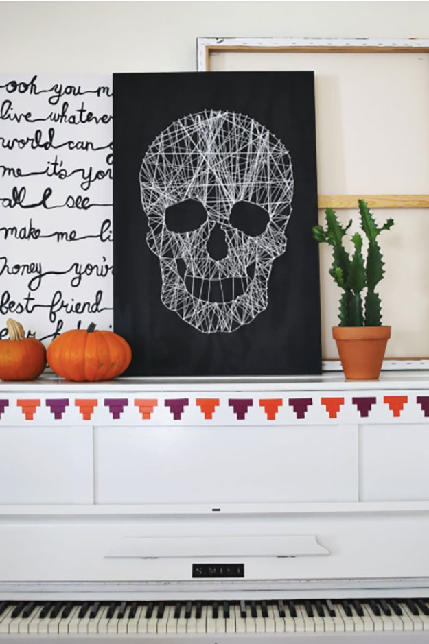 DIY String Art Ideas - DIY String Art Skull - Easy Crafts To Make With String Art - Cool Wall Art Ideas and Creative Room Decor - Cheap DIY Gifts and Craft Projects - Crafty Idea for Teens and Teenagers to Make For Bedroom - Step by Step Tutorials and Instructions 