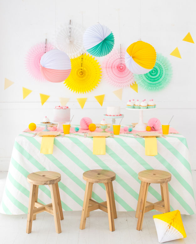 Washi Tape Crafts - DIY Striped Washi Tape Tablecloth Tutorial - Simple, Easy DIY Ideas To Make With Washi Tape - Organizers, Cute Gifts, Cheap Wall Art, Fun and Quick Things To Make For Friends - Cute Ideas for Teens, Adults, Kids and Tweens to Make at Home #teencrafts #diyideas #washitapecrafts
