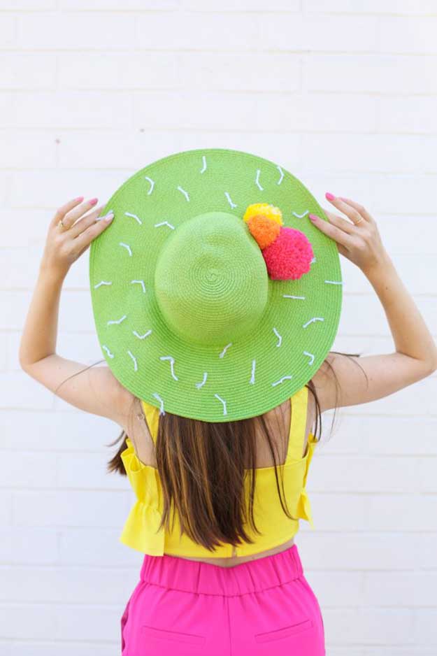 DIY Cactus Craft Ideas - DIY Cactus Floppy Hat - Cactus Crafts to Make at Home - Cactus Room Idea, Decor - Cute Crafts for Adults, Girls, Teens, Kids - DIY Crafts to Make and Sell #cactusdiy #cactusparty #partydecor