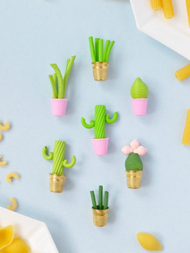 DIY Cactus Craft Ideas - DIY Minature Pasta Plants - Cactus Crafts to Make at Home - Cactus Room Idea, Decor - Cute Crafts for Adults, Girls, Teens, Kids - DIY Crafts to Make and Sell #cactusdiy #cactusparty #partydecor