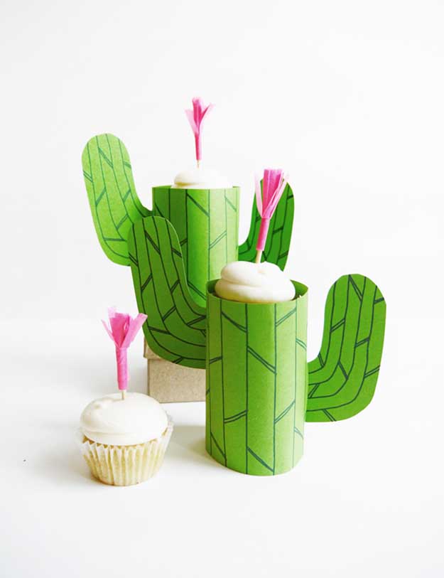 DIY Cactus Craft Ideas - Printable Cactus Mini Cupcake Stand - Cactus Crafts to Make at Home - Cactus Room Idea, Decor - Cute Crafts for Adults, Girls, Teens, Kids - DIY Crafts to Make and Sell #cactusdiy #cactusparty #partydecor