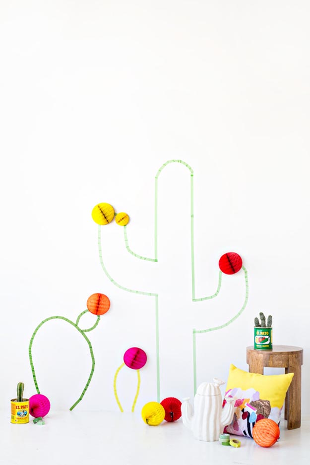 Easy Cactus Craft - DIY Washi Tape Cactus Wall Art - Homemade Cactus Party Idea - Cactus Craft for Room - Crafts to do With Kids - Cute and Easy Crafts - Quick Crafts to Make at Home #diycrafts #makeandsell #cactusdecor