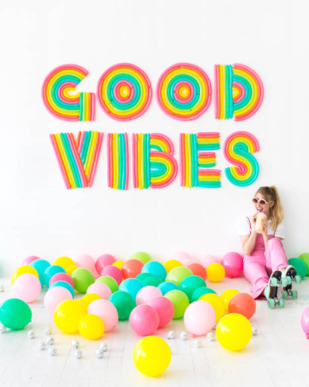 DIY Balloon Crafts - DIY Balloon Letter Wall - Balloon Crafts for Adults, Teens - Crafts to Make With Balloons - DIY Crafts for Home Decor - Easy DIY Party Decorations - House Party Decoration Ideas for Adults #ballooncrafts #easydecorideas #diyideas