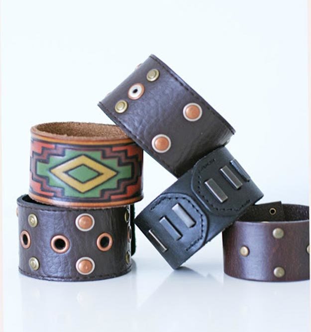 Cheap Crafts - How to Make a Leather Cuff From A Belt - Inexpensive Craft Project Ideas for Teenagers, Teens and Adults - Easy DIY Ideas To Make On A Budget - Cool Dollar Store Crafts and Things You Can Make For Free - Homemade Wall Art and Room Decor, Gifts and Presents, Tutorials and Step by Step Instructions #teencrafts #cheapcrafts #diyideas