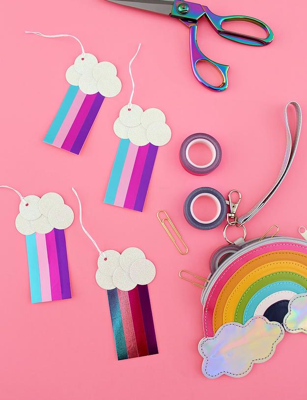 Cheap Crafts - DIY Metallic Washi Tape Rainbow Tags Tutorial - DIY Gift Tag Ideas - Inexpensive Craft Project Ideas for Teenagers, Teens and Adults - Easy DIY Ideas To Make On A Budget - Cool Dollar Store Crafts and Things You Can Make For Free - Homemade Wall Art and Room Decor, Gifts and Presents, Tutorials and Step by Step Instructions #teencrafts #cheapcrafts #diyideas
