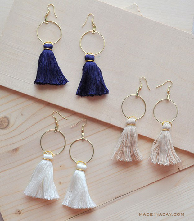 Crafts To Make and Sell For Teens - DIY Hoop Tassel Earrings Tutorial - How to Make Hoop Tassel Earrings - Easy Craft Project Ideas To Make for Selling On Etsy and Online - Cool Ideas and DIY Ideas You Can Sell On Etsy - Fun and Cheap Do It Yourself Projects for Teenagers to Make Extra Money This Summer #teencrafts #craftstomakeandsell #diyideas