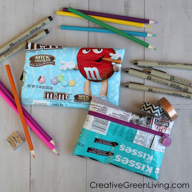 Crafts To Make and Sell For Teens - DIY Recycled Candy Wrapper Zipper Pouch Tutorial - How to Make a Candy Wrapper Purse - Easy Craft Project Ideas To Make for Selling On Etsy and Online - Cool Ideas and DIY Ideas You Can Sell On Etsy - Fun and Cheap Do It Yourself Projects for Teenagers to Make Extra Money This Summer #teencrafts #craftstomakeandsell #diyideas