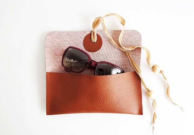 DIY Leather Crafts - How to Make a No Sew Sunglasses Case - Crossbody Bag, Wallet, Earrings and Jewelry Making, Projects from Scrap and Faux Leathers - Tutorials for Beginners and for Kids - Western Wear and Fashion, tips for Tools and Free Patterns - Cheap Clothing for Teens to Make - #teencrafts #leathercrafts #diyideas