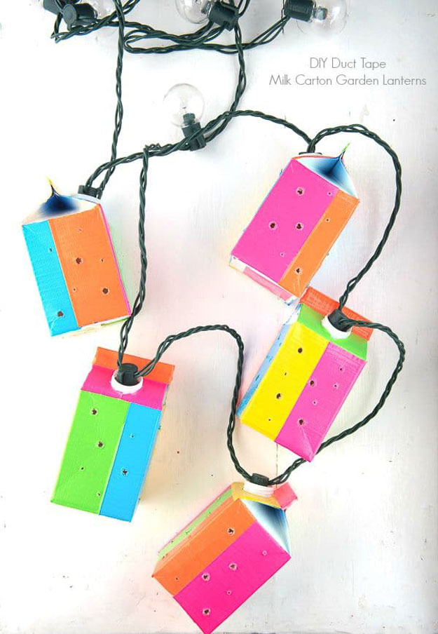 DIY Ideas With String Lights - DIY Milk Carton Garden Lantern Tutorial - Fun String Light Ideas - Easy, Fun, Cool Decor To Make With String Lights - Cheap Room Decor Ideas for Teens, Fun Apartment Lighting Projects and Creative Ways to Decorate Your Bedroom - How To Decorate Teens and Teenagers Bedrooms #teencrafts #diyideas #stringlights