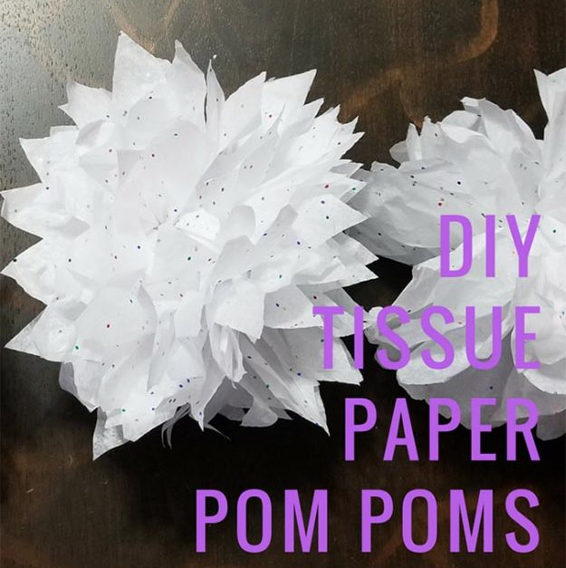 Pom Pom Crafts - DIY Tissue Paper Pom Poms - Easy DIY Decor and Craft Ideas Made With Pom Poms - Homemade Room Decor for Teens and Adults - How to Make A Pom Pom Tutorial - Tissue Paper and Yarn Crafts to Make and Sell On Etsy #teencrafts #pompomcrafts #diyideas