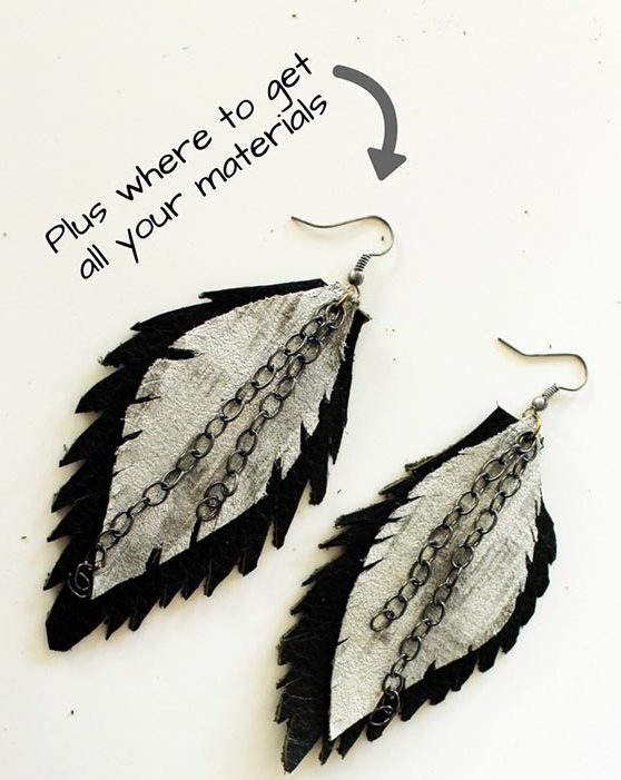 DIY Boho Fashion Ideas - DIY Leather Feather Earrings Tutorial - How to Make Boho Feather Earrings - How to Make Your Own Boho Clothes, Sandals, Bag, Jewelry At Home - Boho Fashion Style - Cute and Easy DIY Boho Clothing, Clothes, Fashion - Homemade Bohemian Clothing #teencrafts #diyideas #diybohofashion #diybohoclothes