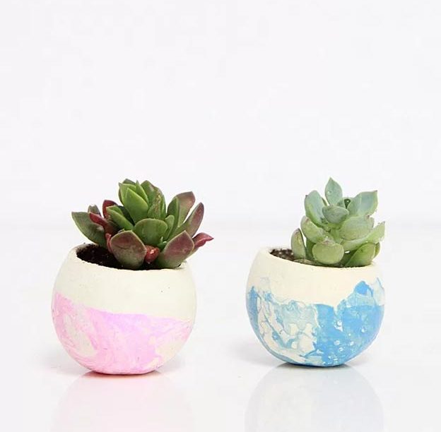 Easy Nail Polish Crafts - DIY Marbleized Planters Tutorial - How to Make Marbled Concrete Planters - Easy Craft Projects With Nail Polish - Cheap Do It Yourself Gifts, Fun and Quick Art Ideas To Make for Free - Keys, Phone Case, Paintings, Jewelry, Shoes, Clothing, Accessories and Bedroom Decor Ideas - Creative Things for Teens To Make, Teenagers and Tweens - Cute Dorm Room Decor, Things To Make When You Are Bored #teencrafts #diyideas #cheapcrafts