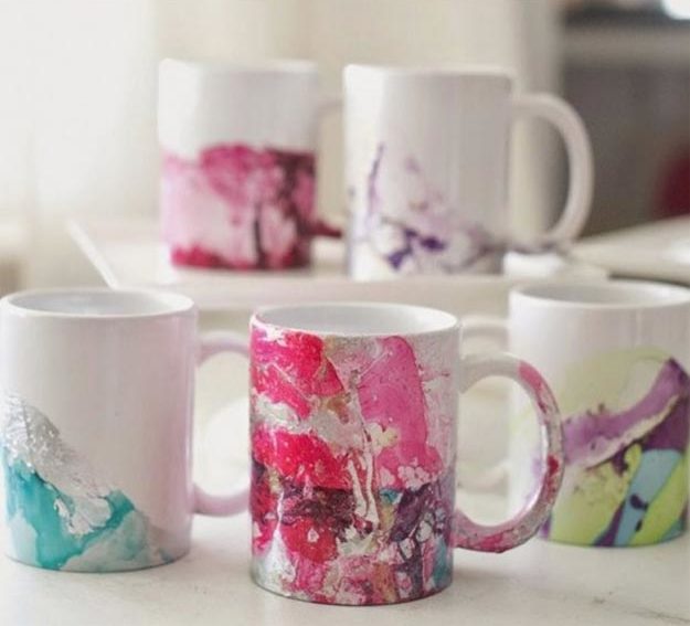 Easy Nail Polish Crafts - DIY Water Marble Mug Tutorial - How to Make A Marbled Mug With Nail Polish - Easy Craft Projects With Nail Polish - Cheap Do It Yourself Gifts, Fun and Quick Art Ideas To Make for Free - Keys, Phone Case, Paintings, Jewelry, Shoes, Clothing, Accessories and Bedroom Decor Ideas - Creative Things for Teens To Make, Teenagers and Tweens - Cute Dorm Room Decor, Things To Make When You Are Bored #teencrafts #diyideas #cheapcrafts