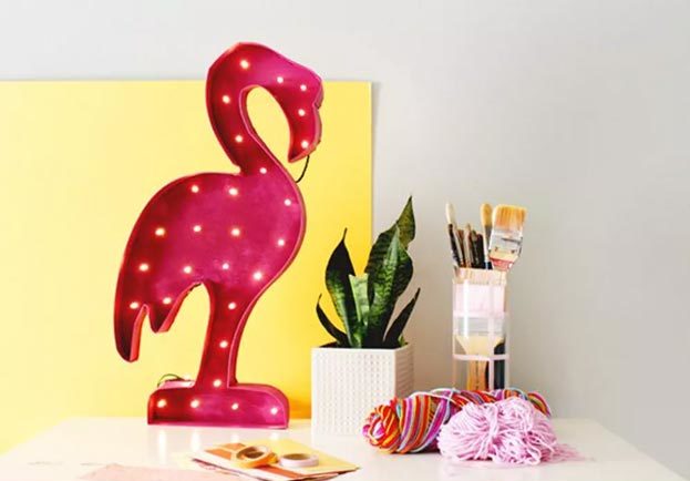 Cool Wall Art Ideas for Teens - DIY Flamingo Marquee Light Tutorial - Cheap and Easy DIY Canvas Projects, Paintings and Arts and Crafts for Bedroom Walls - Inexpensive, Quick Project Tutorials for String Art, Crayon, Yarn, Paint Chip, Boho, Simple and Modern Decor for Teens, Teenagers and Tweens - Colorful and Creative Paint, Glue and Mod Podge Craft Idea #teencrafts #diyideas #roomdecor