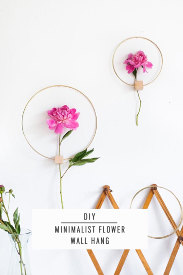 Cool Wall Art Ideas for Teens - How to Make A Wall Hanging - DIY Minimalist Flower Wall Hang Tutorial - Cheap and Easy DIY Canvas Projects, Paintings and Arts and Crafts for Bedroom Walls - Inexpensive, Quick Project Tutorials for String Art, Crayon, Yarn, Paint Chip, Boho, Simple and Modern Decor for Teens, Teenagers and Tweens - Colorful and Creative Paint, Glue and Mod Podge Craft Idea #teencrafts #diyideas #roomdecor