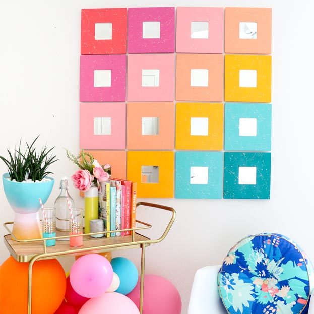Cool Wall Art Ideas for Teens - DIY Splatter Painted Mirror Wall Art Tutorial - Cheap and Easy DIY Canvas Projects, Paintings and Arts and Crafts for Bedroom Walls - Inexpensive, Quick Project Tutorials for String Art, Crayon, Yarn, Paint Chip, Boho, Simple and Modern Decor for Teens, Teenagers and Tweens - Colorful and Creative Paint, Glue and Mod Podge Craft Idea #teencrafts #diyideas #roomdecor