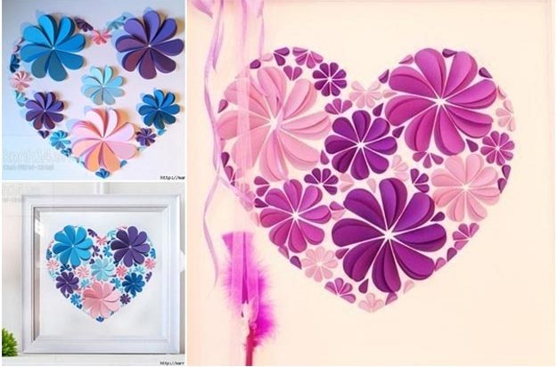 Cool Wall Art Ideas for Teens - How to Make Easy Paper Heart Flower Wall Art - Cheap and Easy DIY Canvas Projects, Paintings and Arts and Crafts for Bedroom Walls - Inexpensive, Quick Project Tutorials for String Art, Crayon, Yarn, Paint Chip, Boho, Simple and Modern Decor for Teens, Teenagers and Tweens - Colorful and Creative Paint, Glue and Mod Podge Craft Idea #teencrafts #diyideas #roomdecor