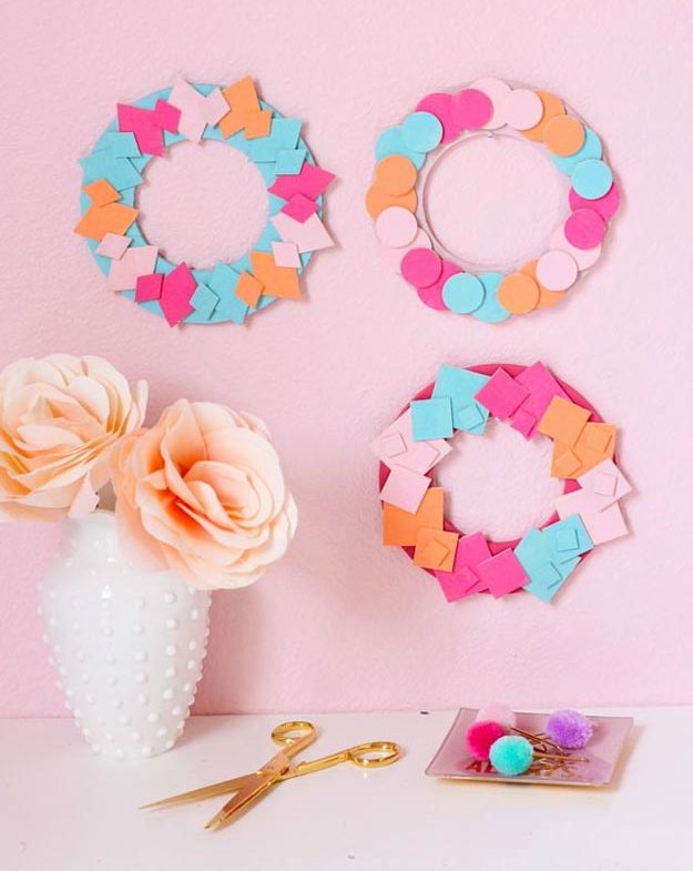 Dollar Store Crafts - DIY Colorful Mini Wood Wreaths Tutorial - How to Make Wood Wreaths - Easy DIY Dollar Tree Crafts - Cheap DIY Projects for Teenagers, Room, Decor, and Gifts - Dollar Tree Crafts to Make and Sell, at Home - Handmade Craft Ideas to Sell with Instructions and Tutorials - Easy Teen Crafts #teencrafts #diyideas #dollarstorecrafts