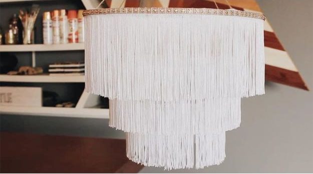 Dollar Store Crafts - DIY Boho Fringe Chandelier Tutorial - How to Make Boho Chandelier - Easy DIY Dollar Tree Crafts - Cheap DIY Projects for Teenagers, Room, Decor, and Gifts - Dollar Tree Crafts to Make and Sell, at Home - Handmade Craft Ideas to Sell with Instructions and Tutorials - Easy Teen Crafts #teencrafts #diyideas #dollarstorecrafts