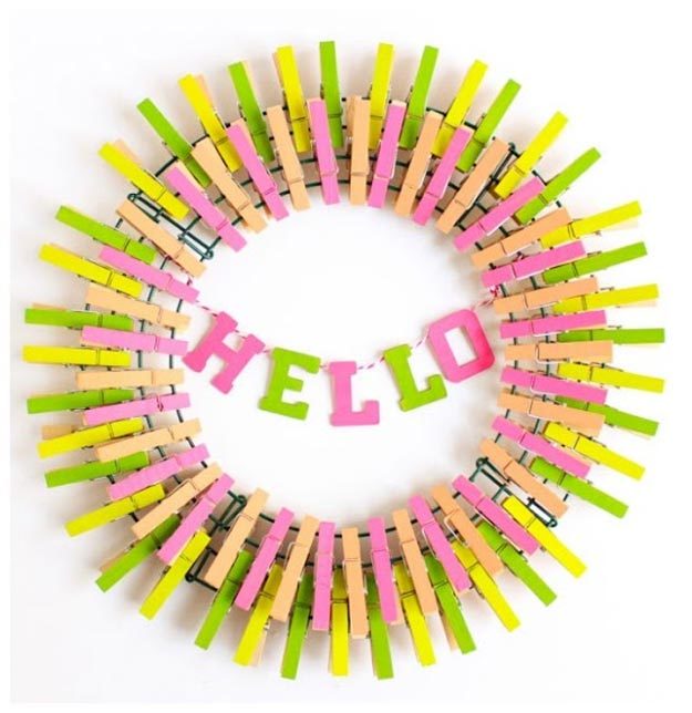 Dollar Store Crafts - DIY Colorful Clothespin Wreath Tutorial - How to Make A Clothespin Wreath - Easy DIY Dollar Tree Crafts - Cheap DIY Projects for Teenagers, Room, Decor, and Gifts - Dollar Tree Crafts to Make and Sell, at Home - Handmade Craft Ideas to Sell with Instructions and Tutorials - Easy Teen Crafts #teencrafts #diyideas #dollarstorecrafts