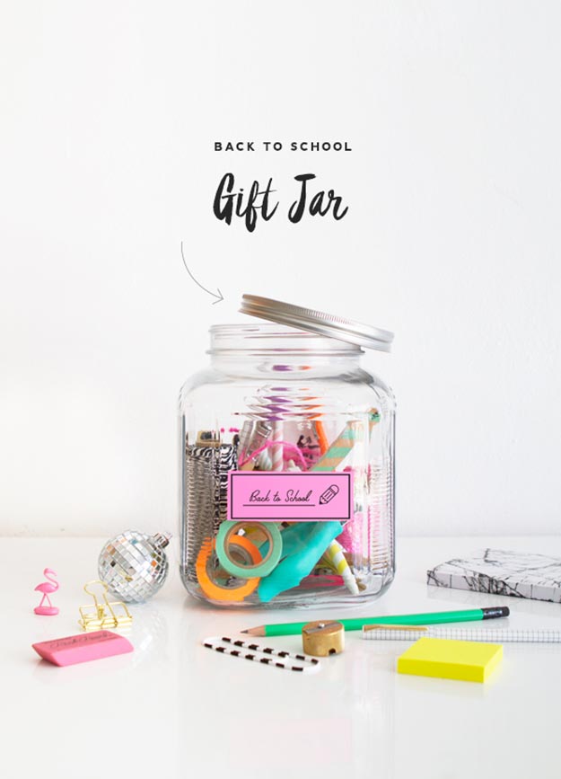 Jar Gift Ideas - DIY Back to School Gift Jar - Food, Cookie, Birthday Gifts in A Jar Ideas - Easy and Quick Last Minute Gift Ideas for Hostess - Simple Gift ideas to Make for A Teenager - Gifts in A Jar Recipes - Easy Teen Crafts - Mason Jar Gifts For Friends 