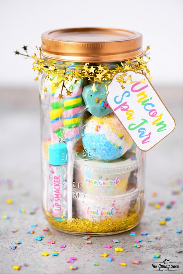 Gifts in A Jar Ideas, Recipes - DIY Unicorn Spa Jar - Inexpensive Gifts You Can Make For Friends and Neighbors - Gift Jars for Christmas, Teachers - Cute Gift Ideas in Mason Jars - What to Put in Jar as A Gift - Cheap and Easy Gifts