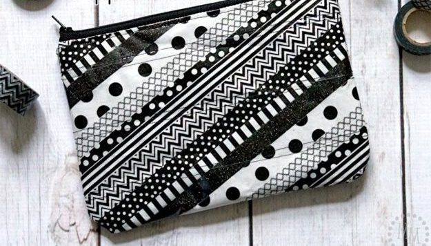 Washi Tape Crafts - DIY Washi Tape Zipper Pouch Tutorial - How to Make A Washi Tape Zipper Pouch - Simple, Easy DIY Ideas To Make With Washi Tape - Organizers, Cute Gifts, Cheap Wall Art, Fun and Quick Things To Make For Friends - Cute Ideas for Teens, Adults, Kids and Tweens to Make at Home #teencrafts #diyideas #washitapecrafts