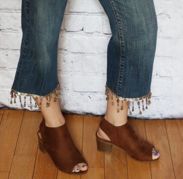 DIY Boho Fashion Ideas - DIY Boho Beaded Fringe Jeans Tutorial - How to Make Beaded Fringe Jeans - How to Make Your Own Boho Clothes, Sandals, Bag, Jewelry At Home - Boho Fashion Style - Cute and Easy DIY Boho Clothing, Clothes, Fashion - Homemade Bohemian Clothing #teencrafts #diyideas #diybohofashion #diybohoclothes