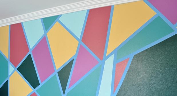 Painting Ideas for Room - DIY Modern Art Wall Design - How to Paint A Geometric Shape Wall - Easy Painting Ideas for Walls - Ways to Paint Walls - Wall Paint Inspiration - Painters Tape Geometric Wall - Teen Room Decor Ideas #teencrafts #paintwalls #diyideas